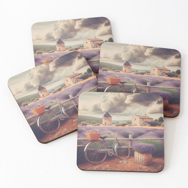 Item preview, Lavender Dreams Coquette Aesthetic Landscape with a Bicycle and Flowers designed and sold by DivineMelle.