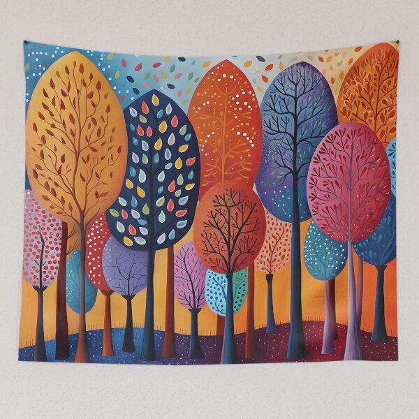 Item preview, Colorful Folk Art tree print designed and sold by dcrc.