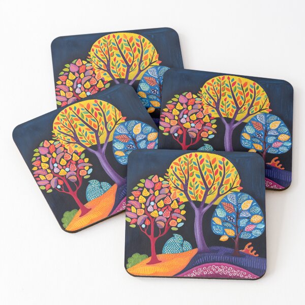 Item preview, colorido estampado de árbol de arte popular designed and sold by dcrc.