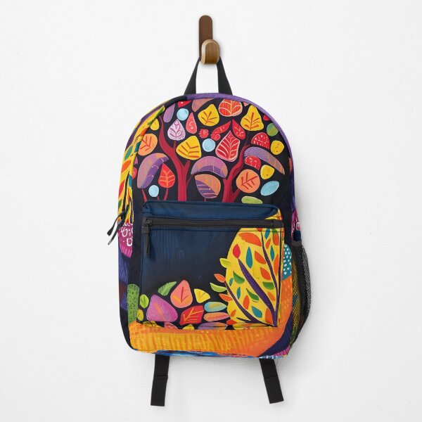 Item preview, colorful folk art tree print designed and sold by dcrc.