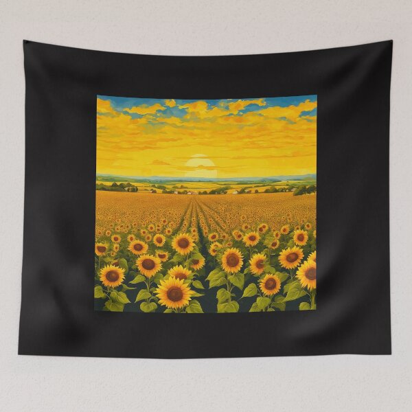 Item preview, Sunset Serenade: Sunflowers Field Art Print designed and sold by Wonder Pixel Studio.
