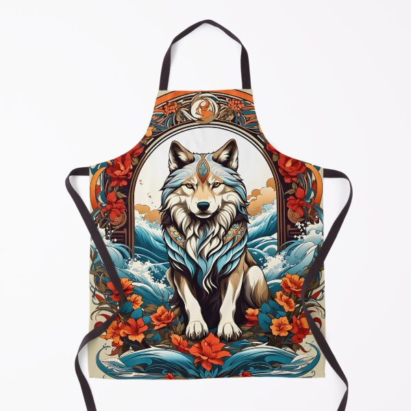Artikelvorschau, Wolf Tribal Art Retro-Vintage-Design im japanischen Stil entworfen und verkauft von BorgSpareParts.