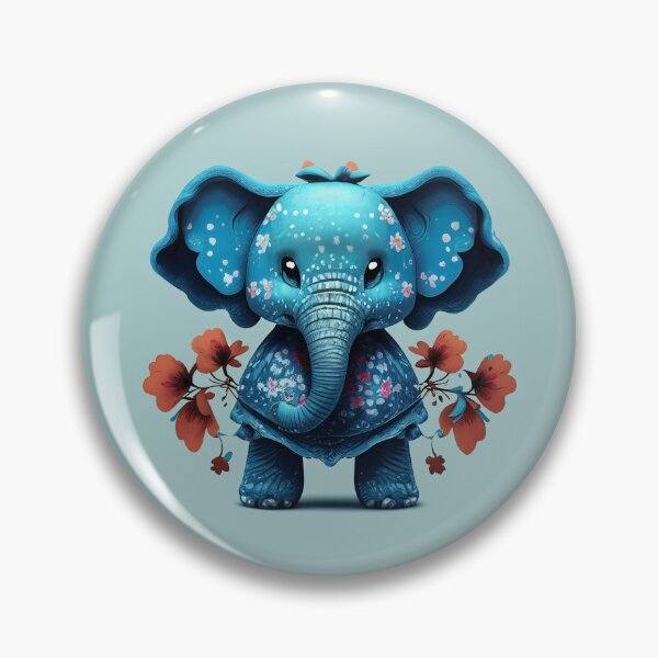 Item preview, Cute Elephant Blue Retro Floral,Comfort Fit Painted Elephant Adult designed and sold by Firas Aljazzar.