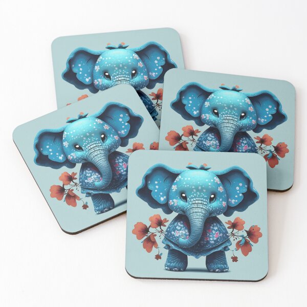 Item preview, Cute Elephant Blue Retro Floral,Comfort Fit Painted Elephant Adult designed and sold by Firas Aljazzar.