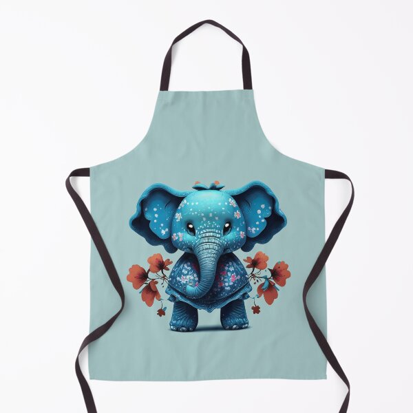 Item preview, Cute Elephant Blue Retro Floral,Comfort Fit Painted Elephant Adult designed and sold by Firas Aljazzar.