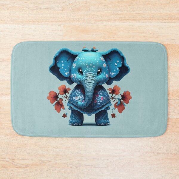 Item preview, Cute Elephant Blue Retro Floral,Comfort Fit Painted Elephant Adult designed and sold by Firas Aljazzar.
