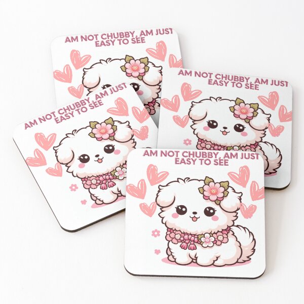 Item preview, Am not chubby, am just easy to see, Cute white manga dog girl, love designed and sold by Coolparrotgirl.