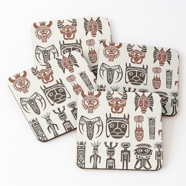 Item preview, tribal faces designed and sold by PricklyPeanut.