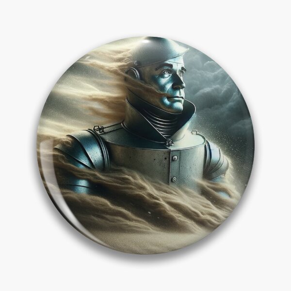 Item preview, An intense portrait of the Tin Man in the midst of a desert hyper storm, with sand swirling around him in powerful gusts. The sky is a mix of grays  designed and sold by quantum X.