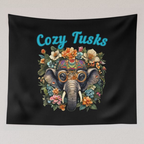 Item preview, Cozy Tusks. colorful elephant designed and sold by ElephantVibes.
