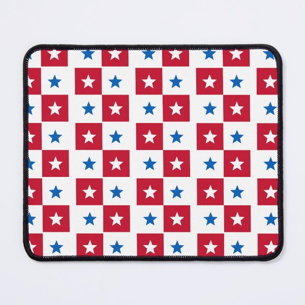 Aperçu de l'œuvre Bleu Rouge Blanc Carré Étoile Panama Couleurs Motif Damier Géométrique créée et vendue par PenguinForests.