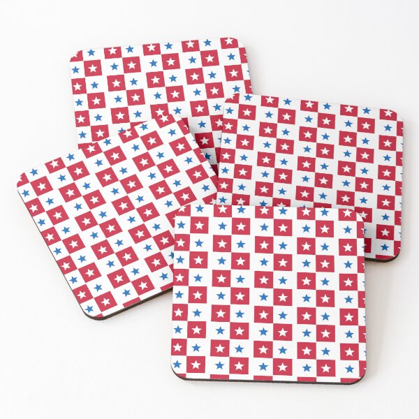 Item preview, Blue Red White Square Star Panama Colors Geometric Checkered Pattern designed and sold by PenguinForests.