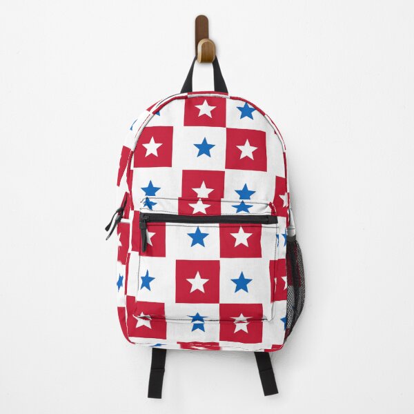 Item preview, Blue Red White Square Star Panama Colors Geometric Checkered Pattern designed and sold by PenguinForests.
