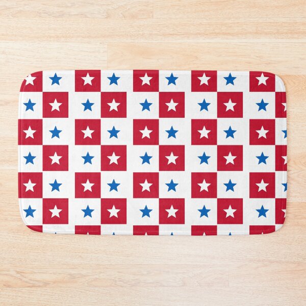 Item preview, Blue Red White Square Star Panama Colors Geometric Checkered Pattern designed and sold by PenguinForests.