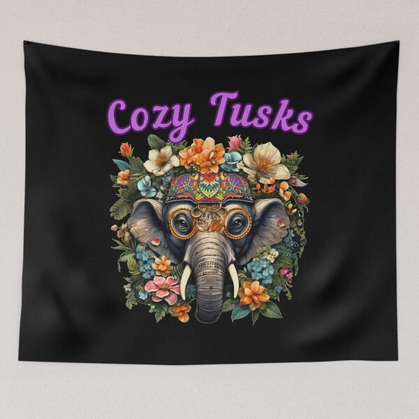Item preview, Cozy Tusks. elephant portrait designed and sold by ElephantVibes.