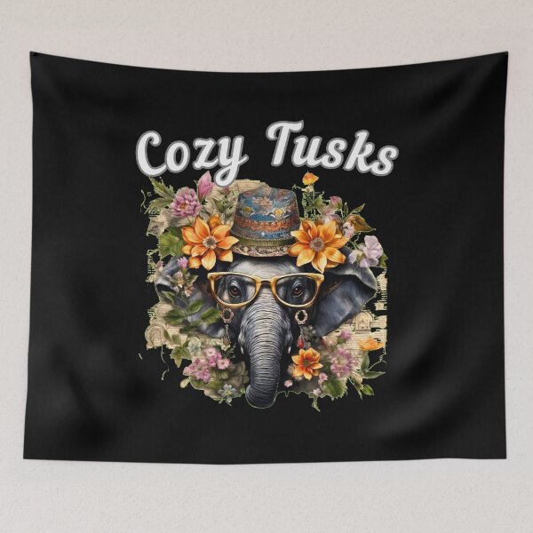 Item preview, Cozy Tusks. watercolor elephant designed and sold by ElephantVibes.