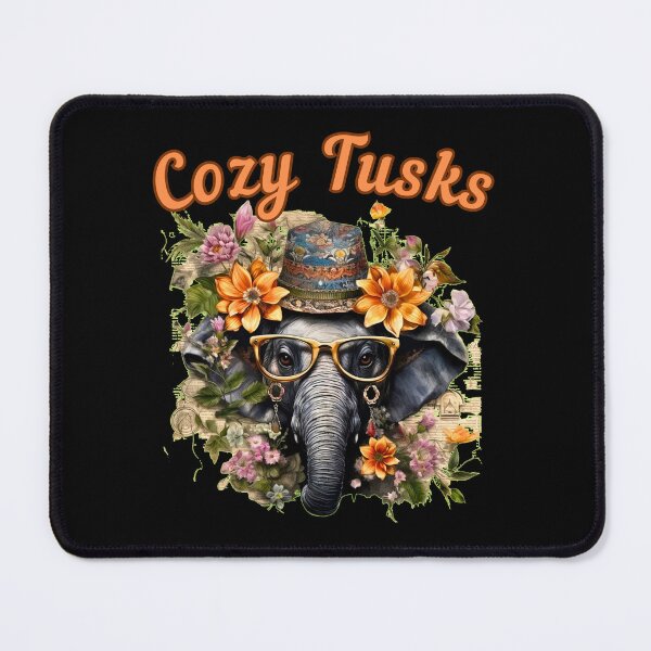 Item preview, Cozy Tusks Flower elephant designed and sold by ElephantVibes.