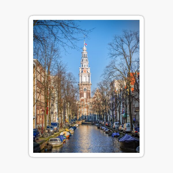 Item preview, Scenic Amsterdam Canal View: Winter Day at Westertoren Print designed and sold by InbalTurShalom.
