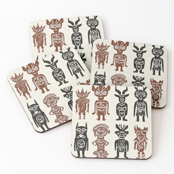 Item preview, tribal faces designed and sold by PricklyPeanut.