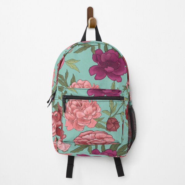 Item preview, Peonies in blue turquoise background designed and sold by Erinelyse827.