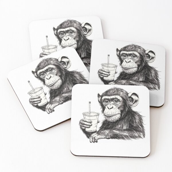 Item preview,  Monkey with a drink designed and sold by Revived Design.