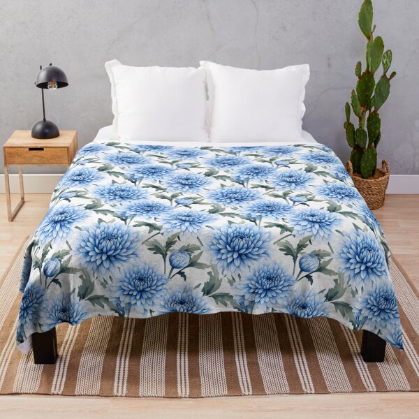 Item preview, Blue Chrysanthemum flower seamless pattern designed and sold by varinchai.
