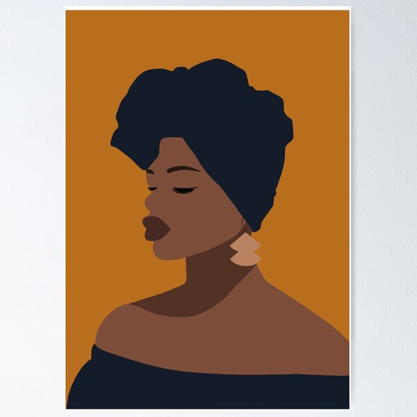 Item preview, Afro woman wearing a turban  designed and sold by InkyKidArt.