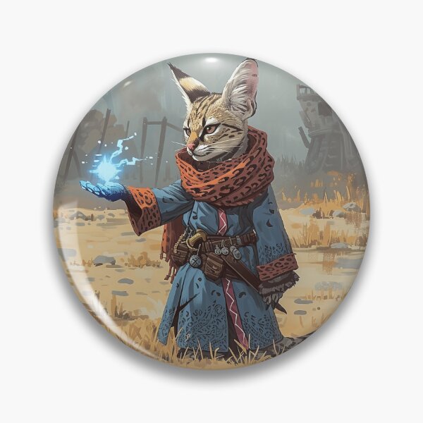 Item preview, Serval mage casing a shiny spell on the battlefield with destroyed castle in the background designed and sold by EpicFantasy.