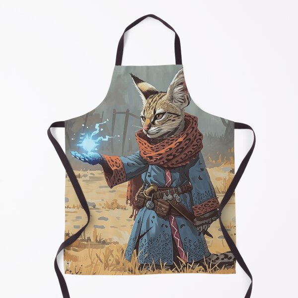 Item preview, Serval mage casing a shiny spell on the battlefield with destroyed castle in the background designed and sold by EpicFantasy.