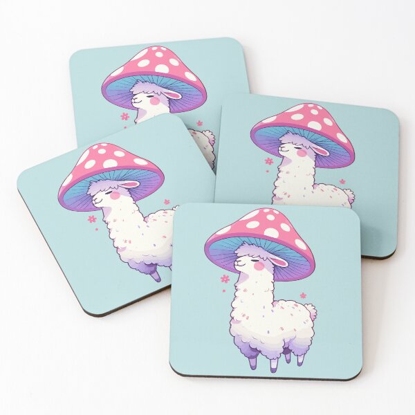 Item preview, Kawaii simple smiling llama in Mushroom Hat designed and sold by TomFrontierArt.