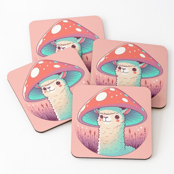 Item preview, Kawaii simple smiling llama in Mushroom Hat designed and sold by TomFrontierArt.