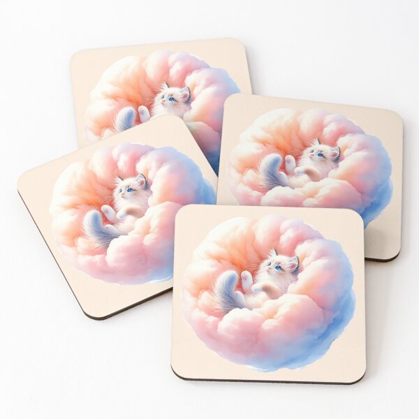 Item preview, Cute kitten playing peek-a-boo in cotton candy designed and sold by digidecalden.