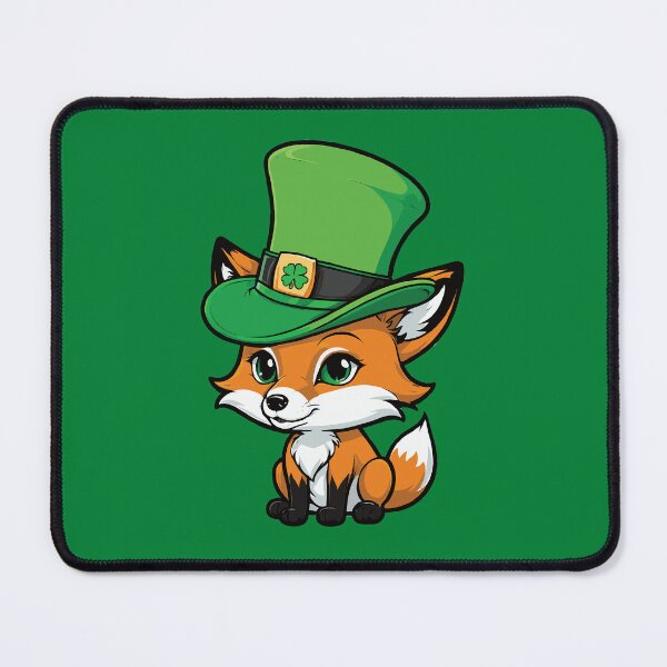 Item preview, Whiskered Charm: Stylish Fox in a Green Leprechaun Hat designed and sold by twisted-dot.