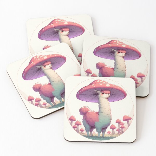 Item preview, Kawaii simple smiling llama in Mushroom Hat designed and sold by TomFrontierArt.