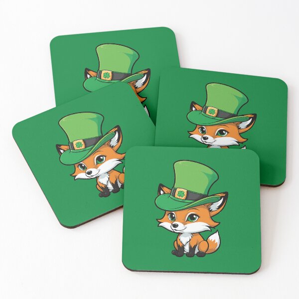 Item preview, Whiskered Charm: Stylish Fox in a Green Leprechaun Hat designed and sold by twisted-dot.