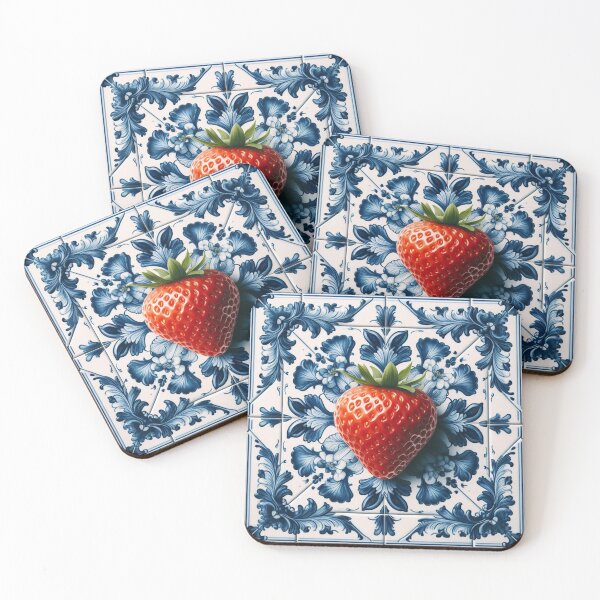 Item preview, Delft Tile With Strawberry No.1 designed and sold by ArtNook777.