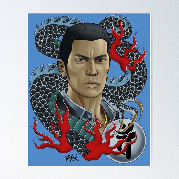 Item preview, Kiryu Kazuma Tattoo Portrait designed and sold by Xyluxus.