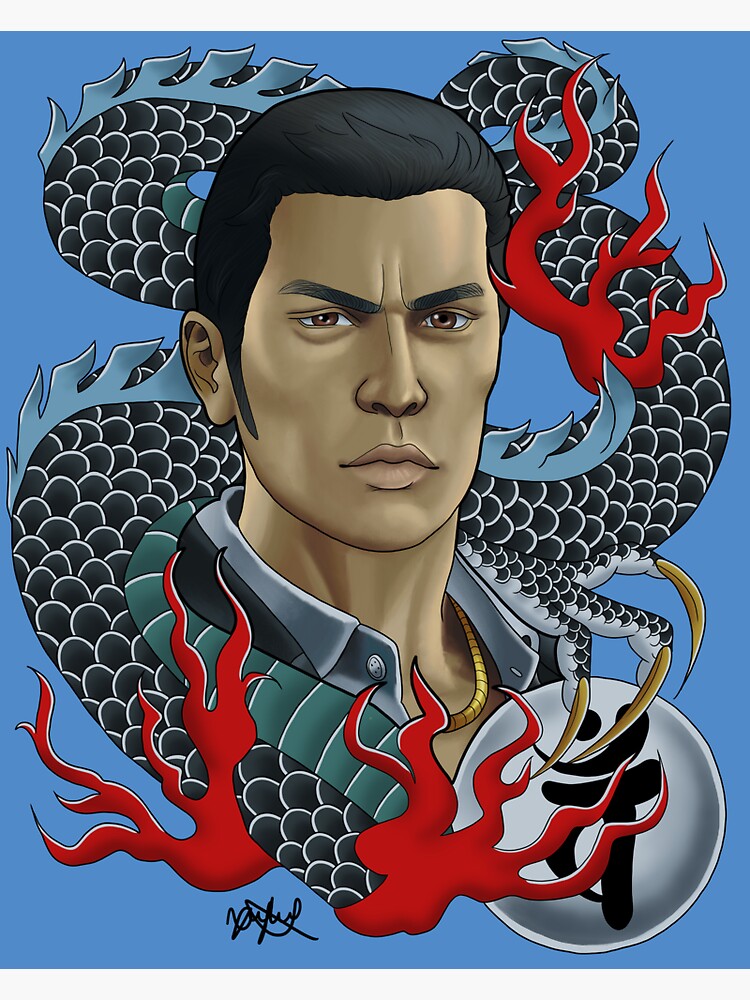 Kiryu Kazuma Tattoo Portrait Sticker For Sale By Xyluxus Redbubble