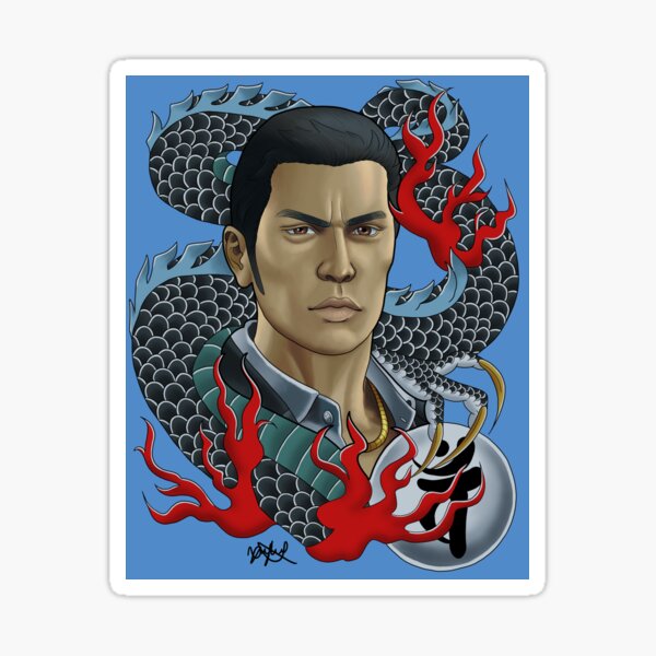 Kiryu Kazuma Tattoo Portrait Sticker For Sale By Xyluxus Redbubble