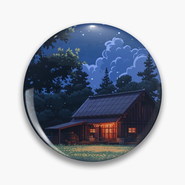 Item preview, Cozy pixel home in the forest with full moon designed and sold by dlwryu.