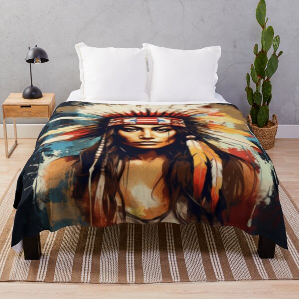 Item preview, Young Native American woman with colorful feather headdress designed and sold by cristina1001.