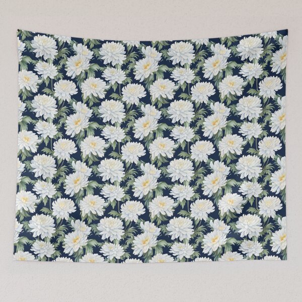 Item preview, white Chrysanthemum flower seamless pattern designed and sold by varinchai.