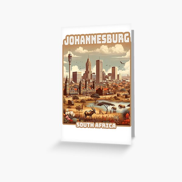 Item preview, Retro vintage Johannesburg South Africa Skyline and Wildlife designed and sold by Unitepeople.