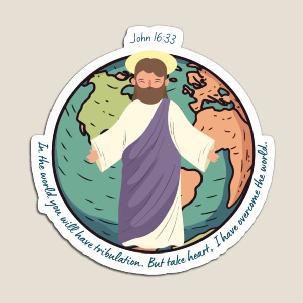 Item preview, In the world you will have tribulation. But take heart; I have overcome the world John 16:33 Bible verse with meaningful picture designed and sold by Crazy-art-land.