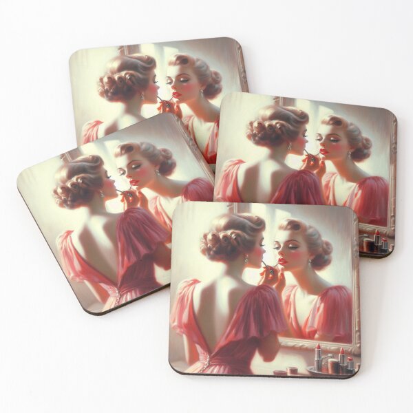 Item preview, Coquette aesthetic vintage painting woman in the mirror designed and sold by DivineMelle.