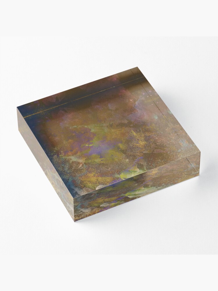 Thumbnail 3 of 5, Acrylic Block, Neon Seas in Ochre designed and sold by TSteeleArt.