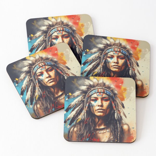Item preview, Young Native American woman with hair and makeup according to her tribe designed and sold by cristina1001.