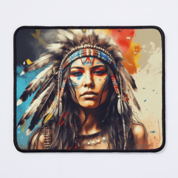 Item preview, Young Native American woman with hair and makeup according to her tribe designed and sold by cristina1001.