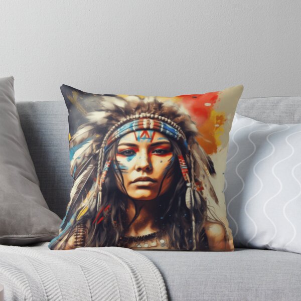 Item preview, Young Native American woman with hair and makeup according to her tribe designed and sold by cristina1001.