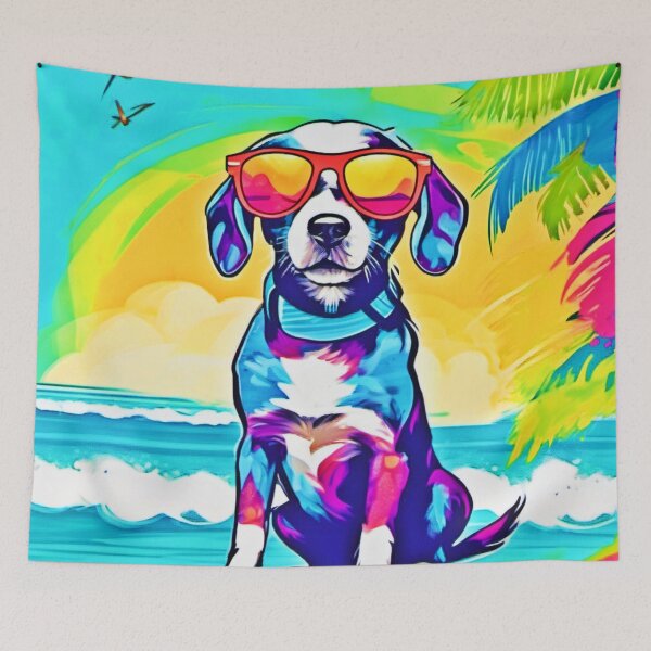Item preview, Colorful Surfing Dog Painting designed and sold by Health And Fitness Posts e-Store.